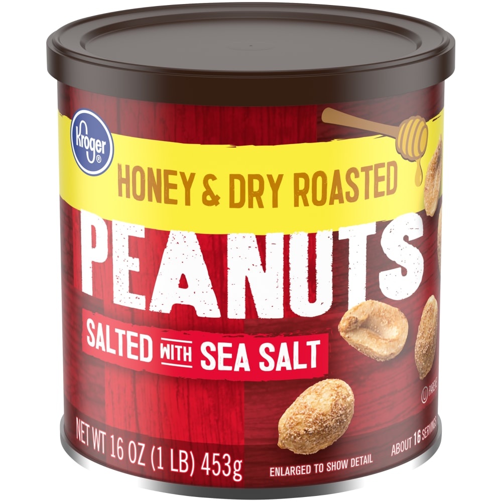 slide 1 of 1, Kroger Honey & Dry Roasted Peanuts, 16 oz