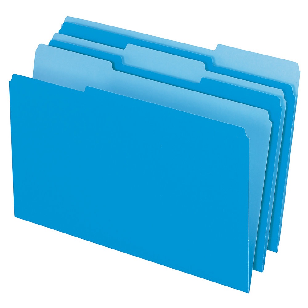 slide 1 of 1, Office Depot Brand Top Tab Color File Folders, 1/3 Cut, Legal Size, Blue, Pack Of 100, 100 ct