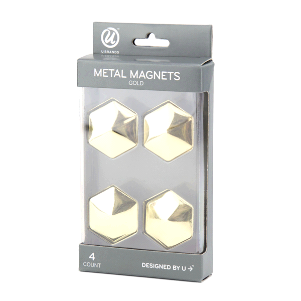 slide 1 of 1, U Brands Metal Magnets - Gold, 4 ct