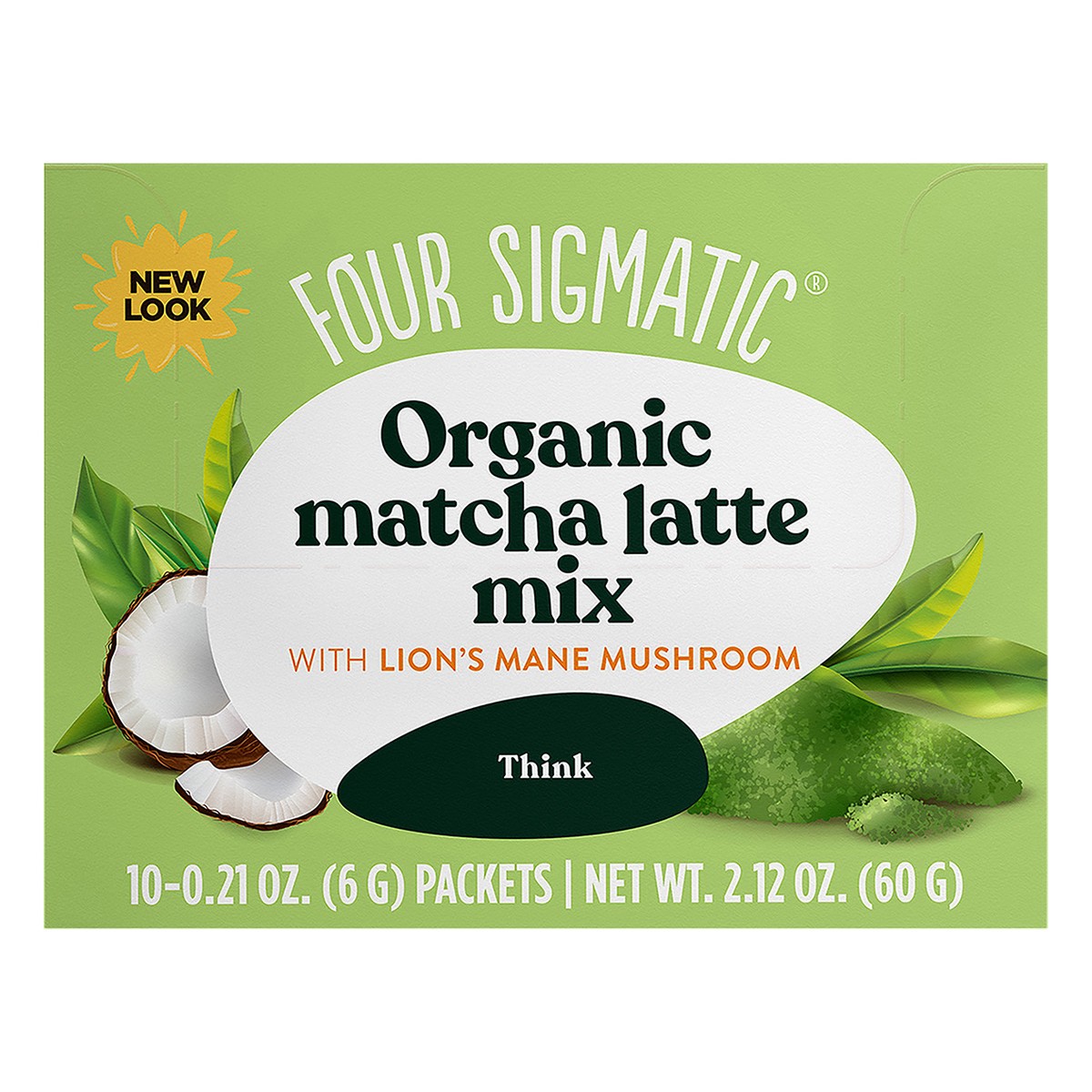 slide 2 of 9, Four Sigmatic THINK Organic Matcha Latte Mix with Lion's Mane Mushrooms , 10 ct