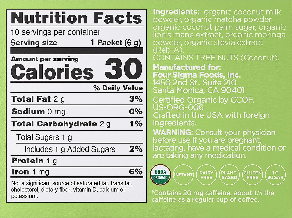 slide 5 of 9, Four Sigmatic THINK Organic Matcha Latte Mix with Lion's Mane Mushrooms , 10 ct