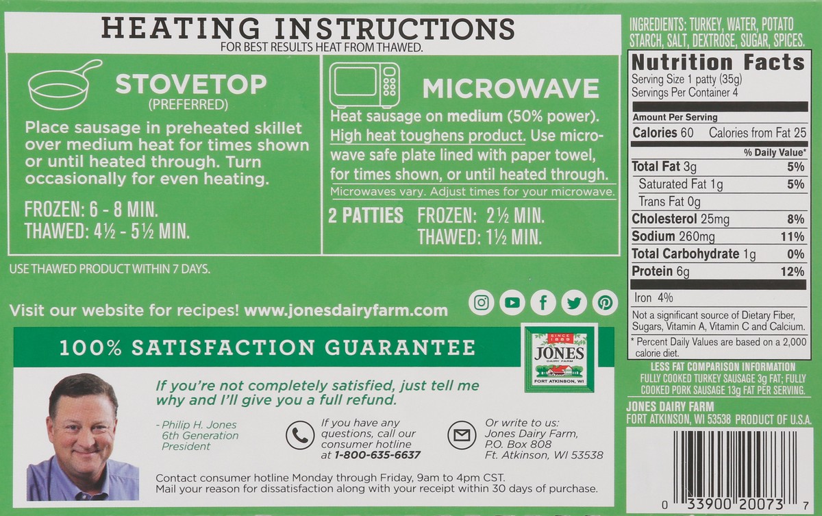 slide 8 of 9, Jones Dairy Farm Golden Brown All Natural Golden Brown Turkey Sausage Patties 4 ea, 4 ct