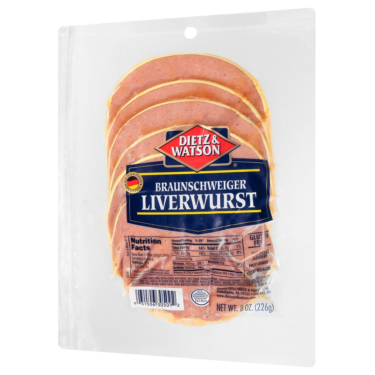 slide 12 of 12, Dietz & Watson Liverwurst Braunschweiger 8 oz, 8 oz