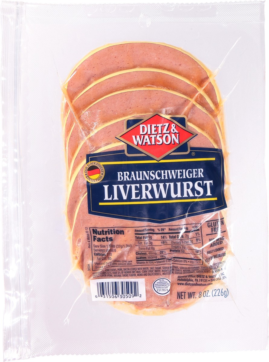 slide 7 of 12, Dietz & Watson Liverwurst Braunschweiger 8 oz, 8 oz