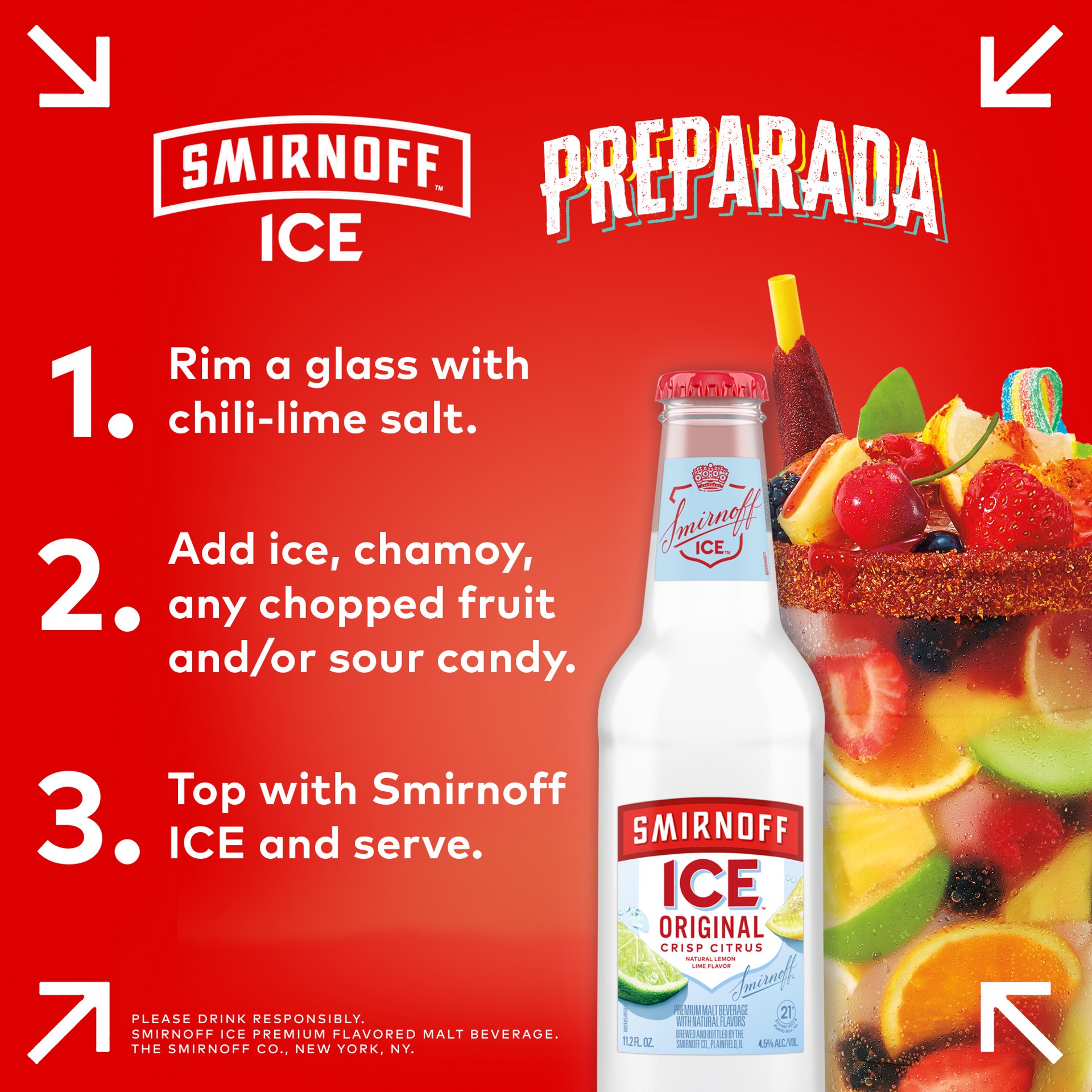 slide 3 of 10, Smirnoff Ice Original Malt Beverage 12 ea, 12 ct; 11 oz