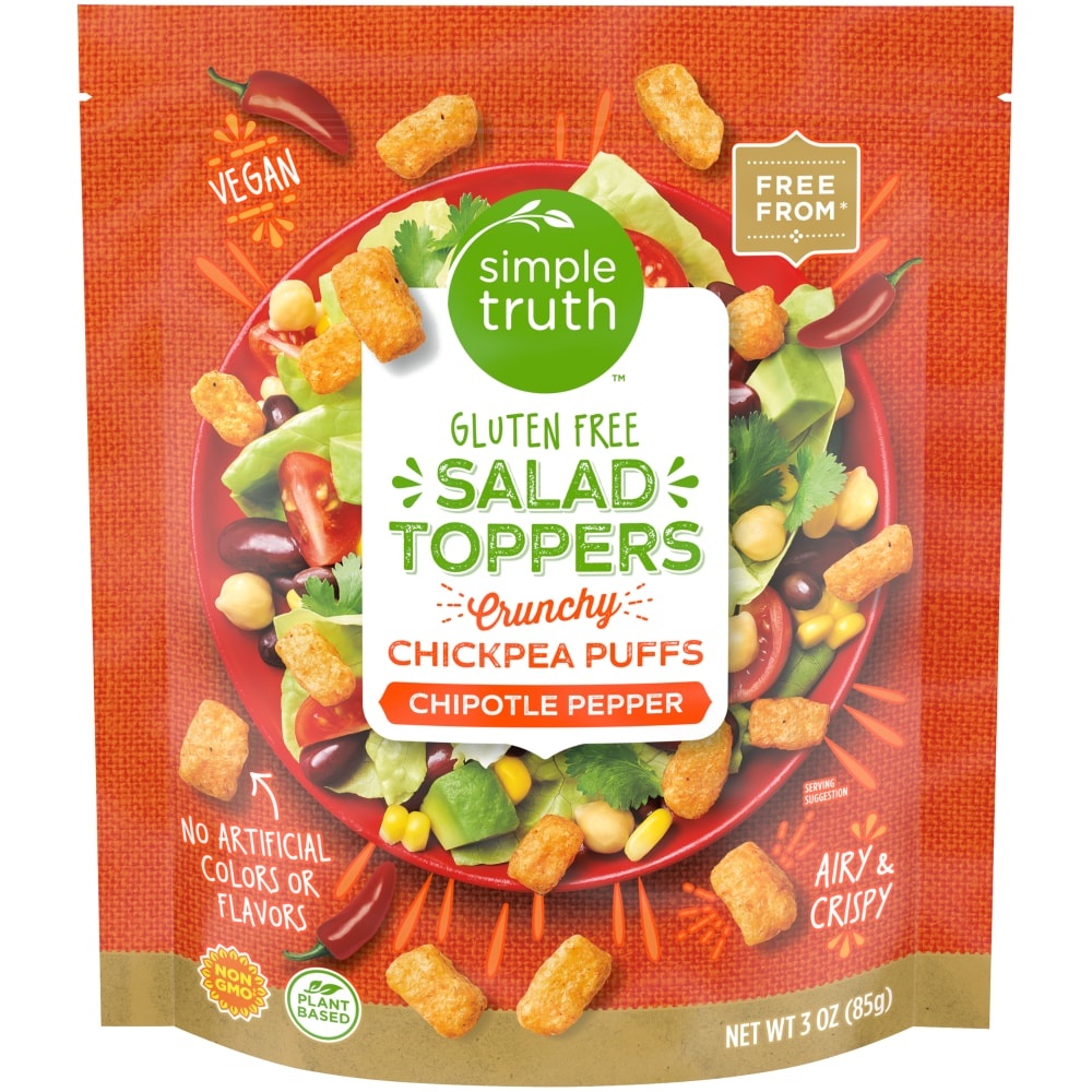 slide 1 of 1, Simple Truth Chipotle Pepper Chickpea Puffs Salad Toppers, 3 oz