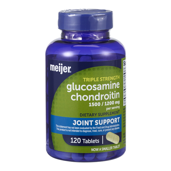 slide 1 of 1, Meijer Glucosamine Chondroitin Triple Strength Tablets, 120 ct; 1500 mg; 1200 mg