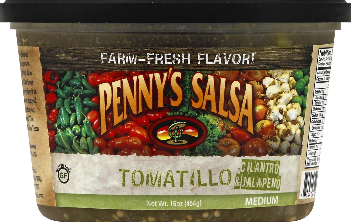 slide 3 of 3, Penny's Tomatillo Salsa, 16 oz