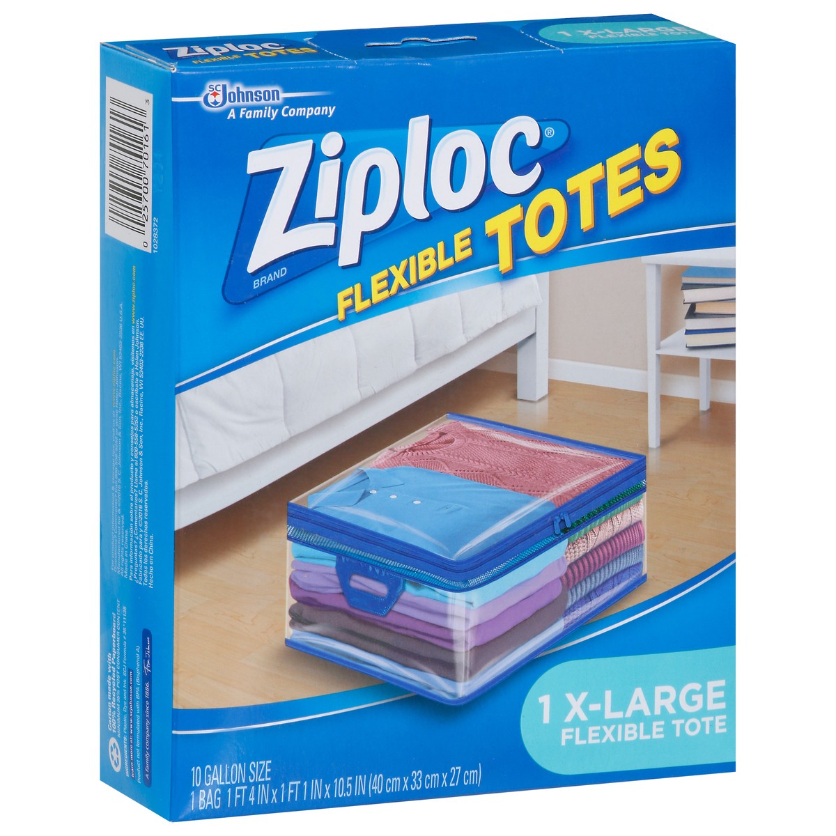 slide 7 of 9, Ziploc Flexible Totes, X-Large, 1 CT, Easy-Close Zipper, Soft-Sided, Rectangular Bags, Built-In Handles, Thick Semi-Transparent Plastic, Flexible to Fit Where You Want Them, 1 ct