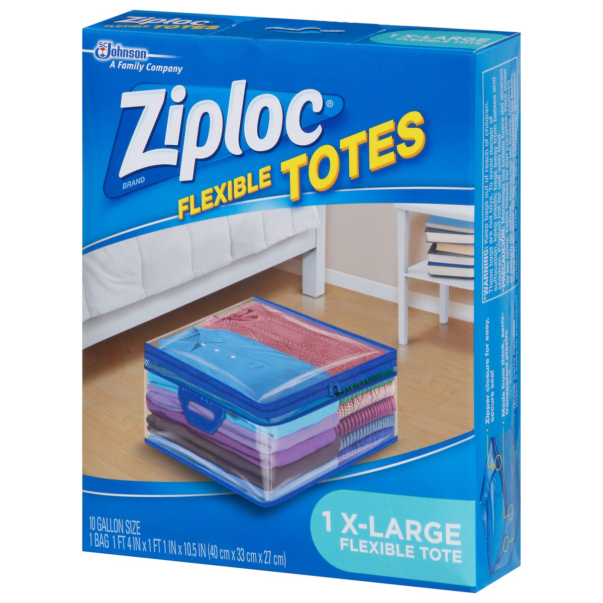 slide 5 of 9, Ziploc Flexible Totes, X-Large, 1 CT, Easy-Close Zipper, Soft-Sided, Rectangular Bags, Built-In Handles, Thick Semi-Transparent Plastic, Flexible to Fit Where You Want Them, 1 ct