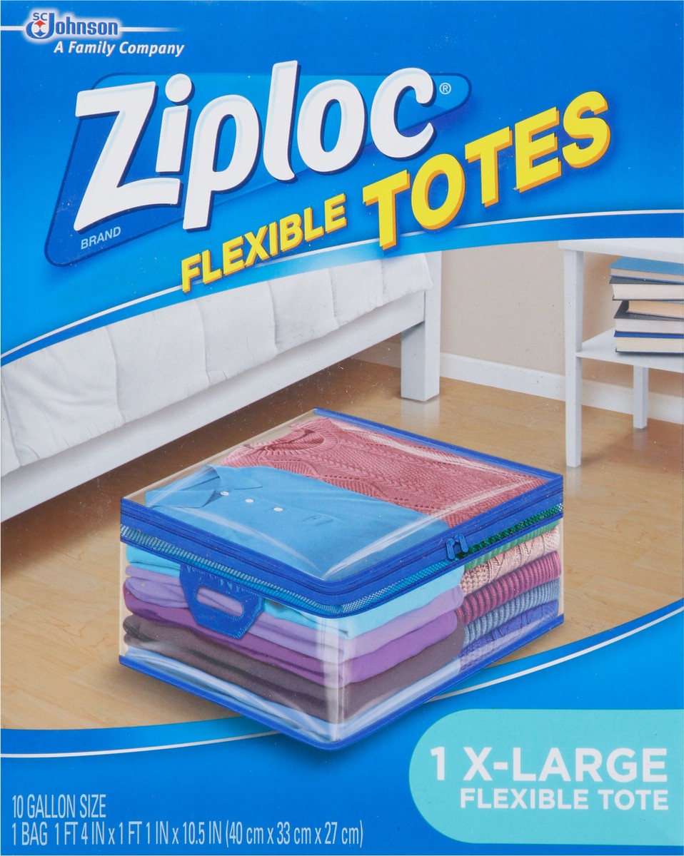 slide 4 of 9, Ziploc Flexible Totes, X-Large, 1 CT, Easy-Close Zipper, Soft-Sided, Rectangular Bags, Built-In Handles, Thick Semi-Transparent Plastic, Flexible to Fit Where You Want Them, 1 ct
