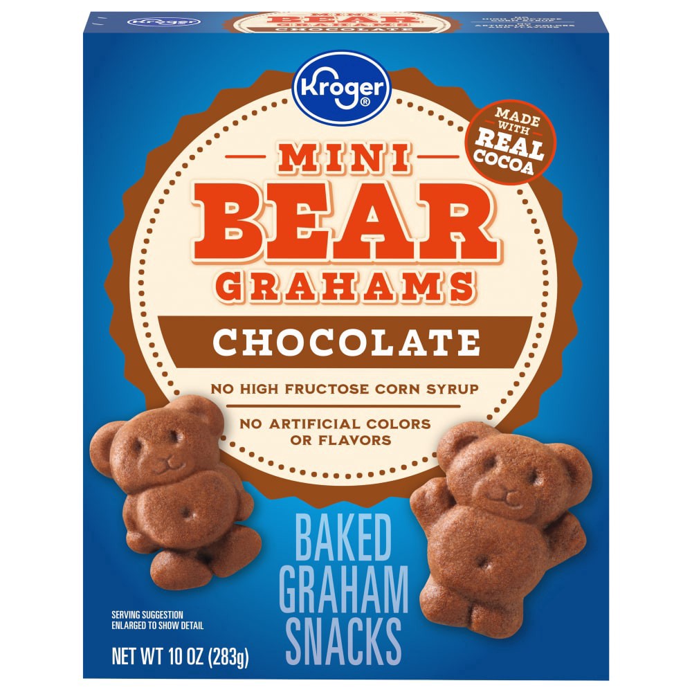 slide 1 of 2, Kroger Mini Bear Chocolate Graham Crackers, 10 oz