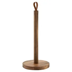Core Bamboo Wood & Leather Paper Towel Holder