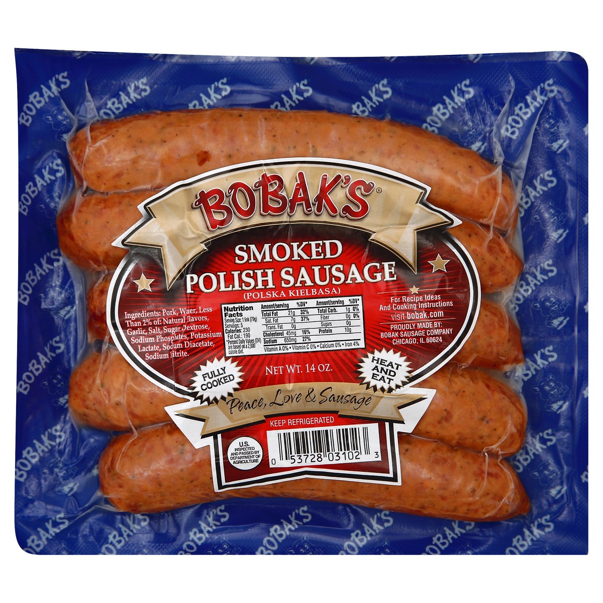 slide 6 of 6, Bobaks Smoked Polish Sausage 14 oz, 14 oz