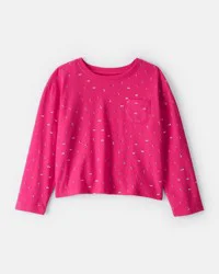 Carter's Girls Floral Pocket Tee - Pink Fuchsia L