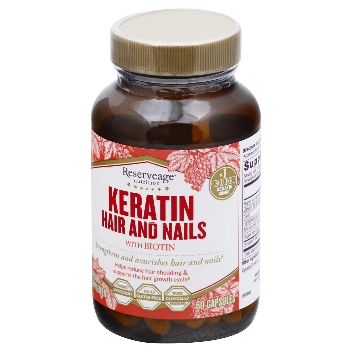 slide 2 of 9, Reserveage Nutrition Capsules Keratin Hair and Nails 60 ea, 60 ct