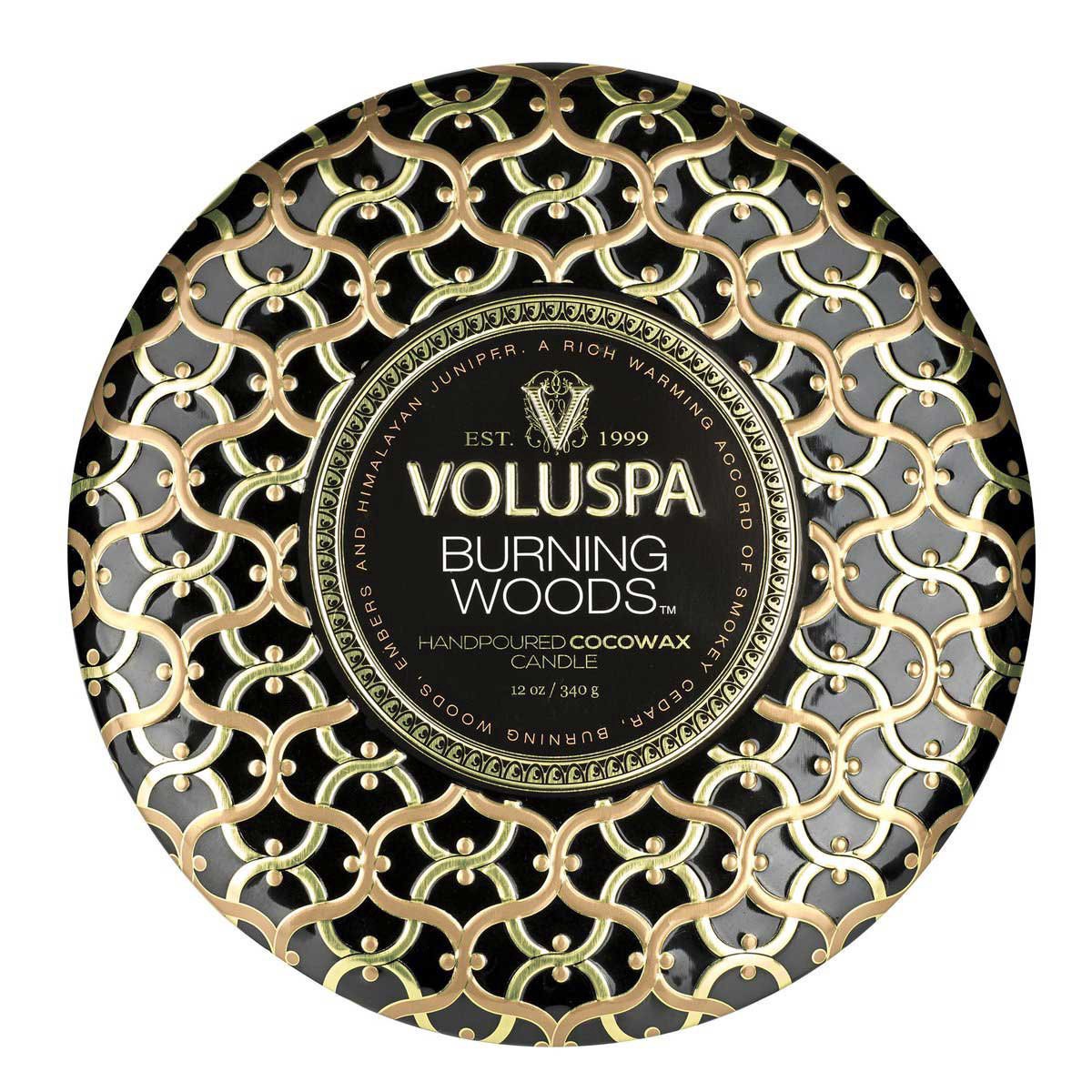 slide 1 of 1, Voluspa Burning Woods 3 Wick Tin Candle, 12 oz