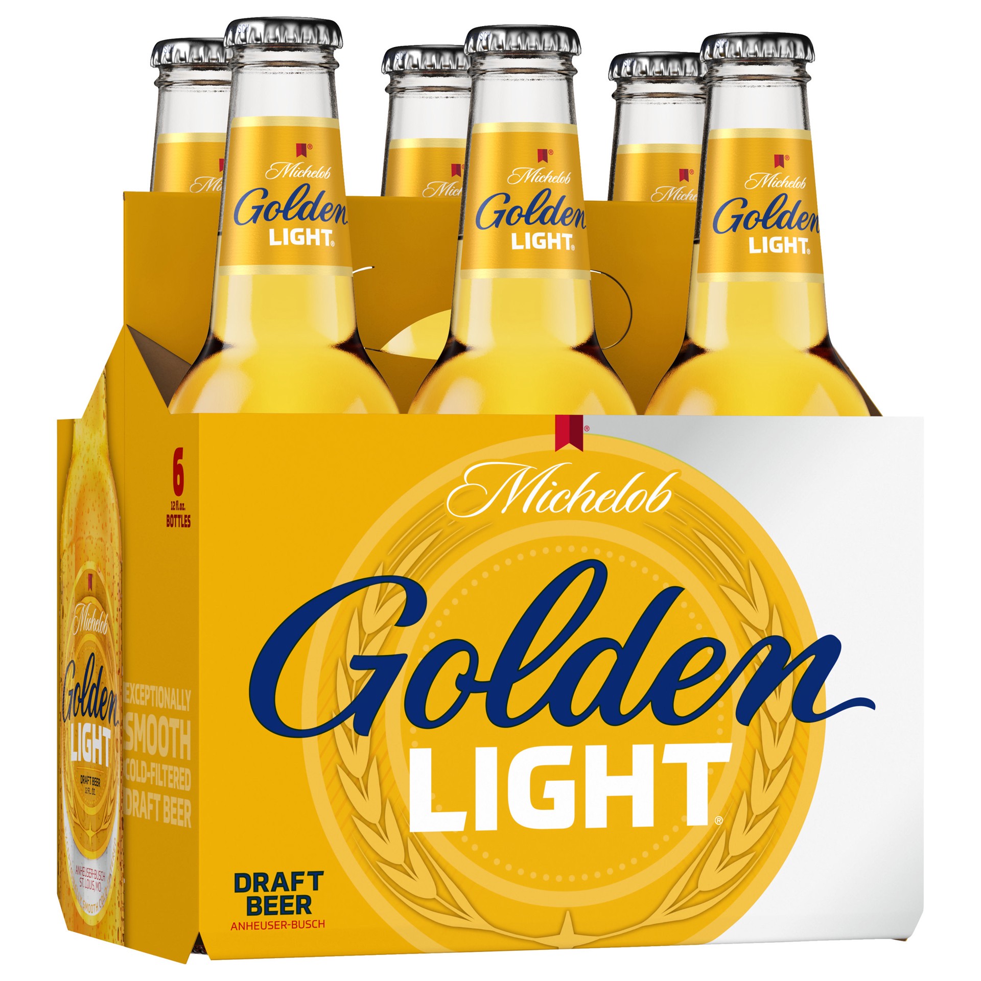 slide 1 of 4, Michelob Golden Light Michelob Golden Draft Light 6x12oz Glass Bottle Basket CARRIER, 72 fl oz