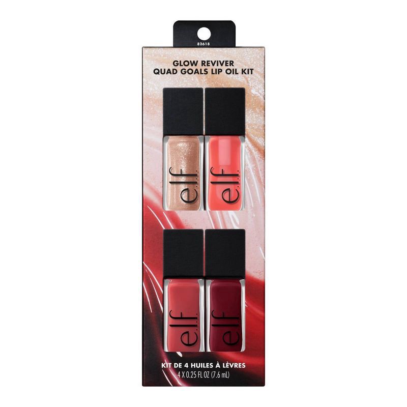 slide 1 of 6, ELF E.L.F. Glow Reviver Quad Goals Lip Oil Kit, 4 ct