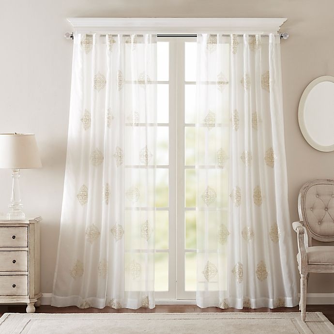 slide 1 of 2, Bombay Massa Rod-Pocket Sheer Window Curtain Panel - Ivory, 108 in