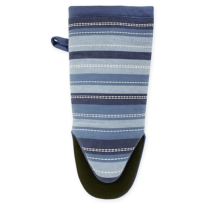 slide 1 of 1, KitchenSmart Colors Stripe Neoprene Oven Mitt - French Blue, 1 ct