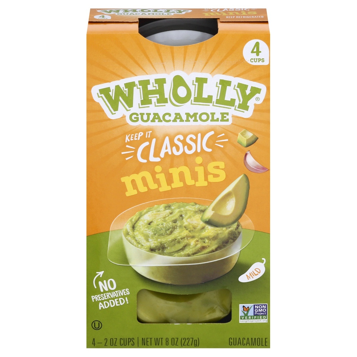 slide 1 of 1, Wholly Guacamole Minis Classic, 4-2.0 oz. cups, 8 oz, 8 oz