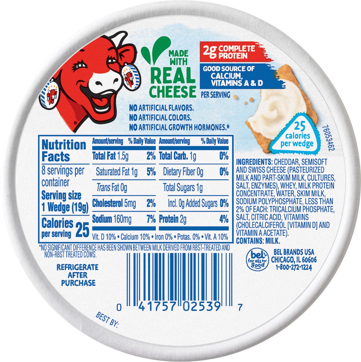 slide 2 of 3, The Laughing Cow Creamy Light Spreadable Cheese Wedges, 8 pack (5.4 oz), 8 ct