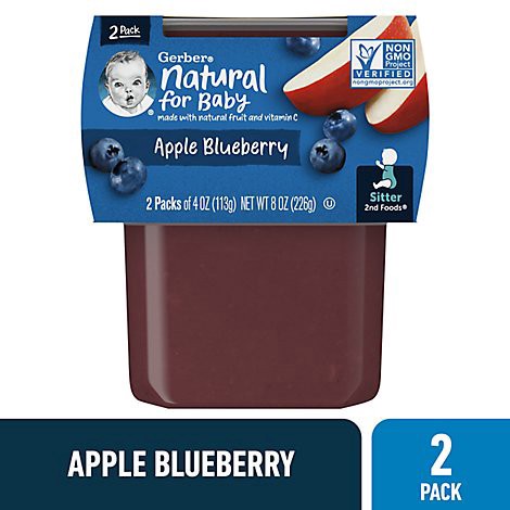 slide 1 of 1, Gerber 2nd Foods Natural Apple Blueberry Baby Food Tub - 2-4 Oz, 8 oz