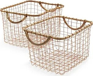 slide 1 of 1, Sur La Table Rose Gold Wire Baskets, 2 ct