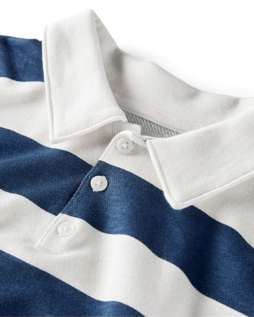 slide 3 of 3, Littleplanet Kid Organic Cotton Henley Top in Stripes Merchant Navy, Whitecap 6, 1 ct