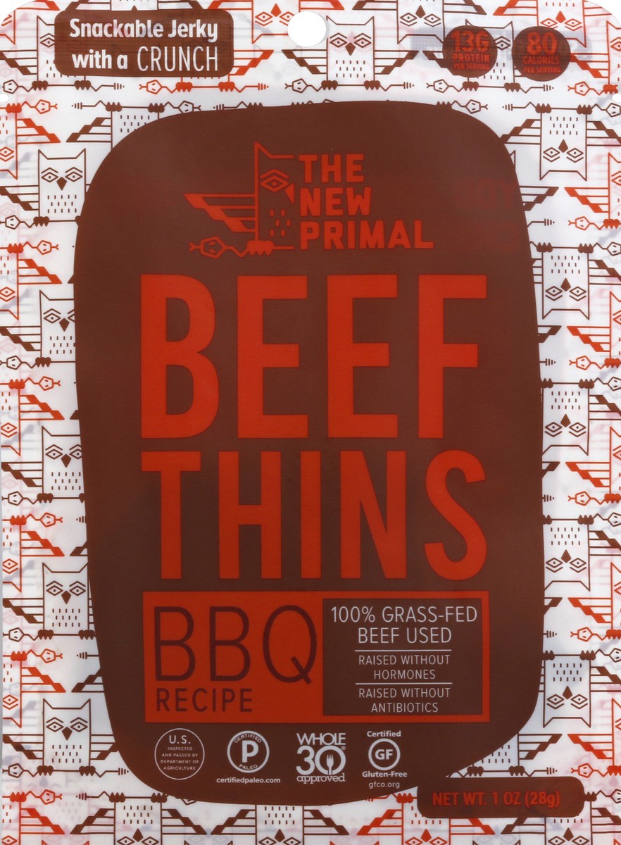 slide 1 of 8, New Primal Beef Thins 1 oz, 1 oz