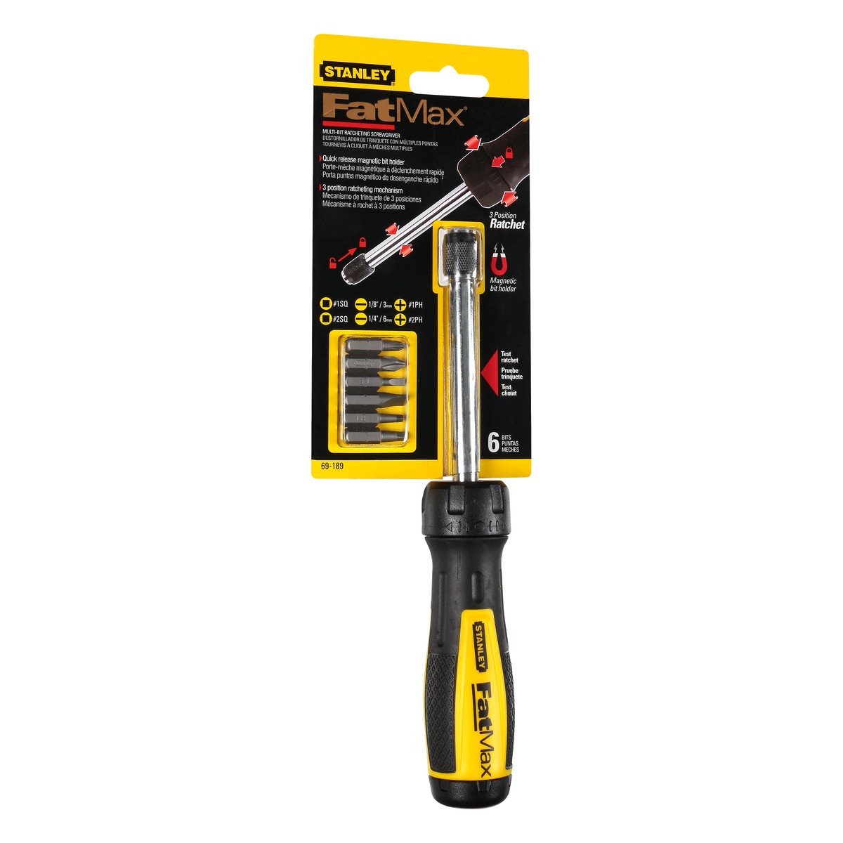 slide 10 of 11, STANLEY Fatmax 6-Bit Ratcheting Multi-Bit Screwdriver, Black & Yellow, 1 ct