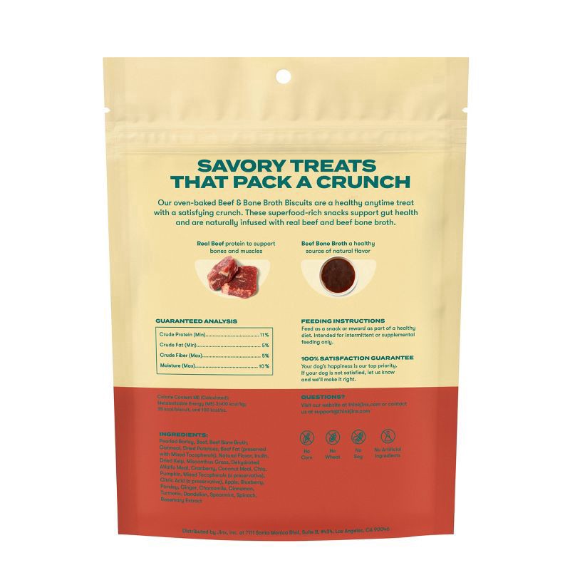 slide 3 of 9, Jinx Beef Bone Broth Biscuits, Crunchy Dry Dog Treats, 16 oz Bag, 16 oz