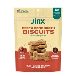 Jinx Beef Bone Broth Biscuits, Crunchy Dry Dog Treats, 16 oz Bag