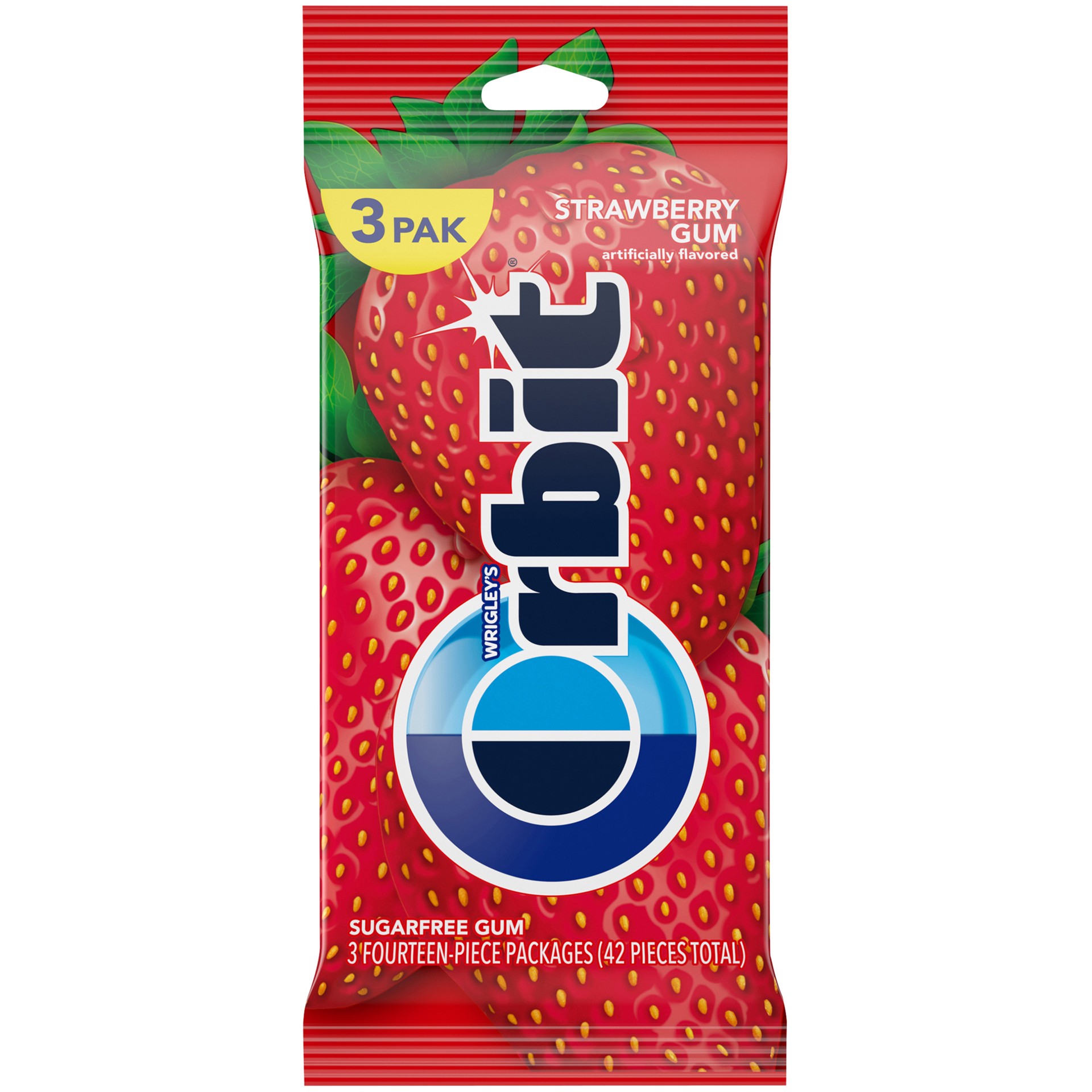 slide 1 of 3, Orbit Strawberry Sugarfree Gum, multipack (3 packs total), 3 ct