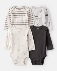 Carter's Baby Boy 4-Pack Sheep Print Long-Sleeve Multipack Bodysuits Multi 9M