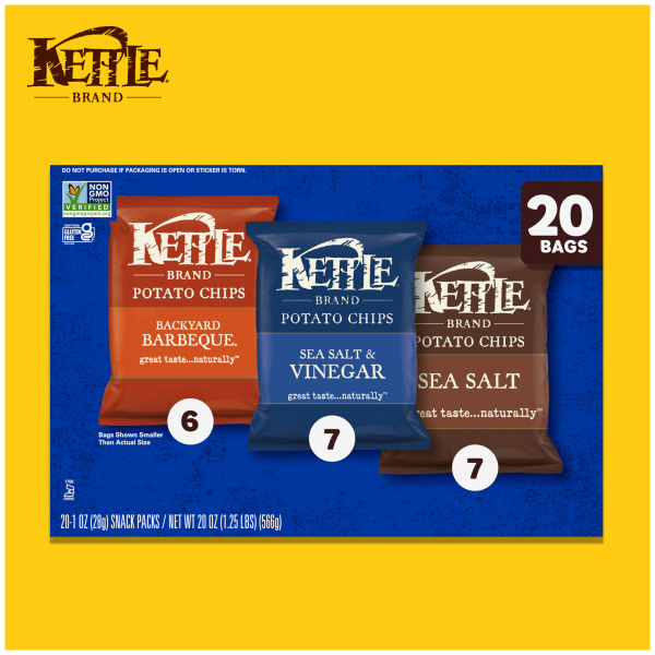 slide 6 of 19, Kettle Brand Kettle Cooked Potato Chips Variety, 20.000 oz