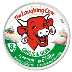 The Laughing Cow Creamy Garlic & Herb Spreadable Cheese Wedges, 8 pack (5.4 oz)