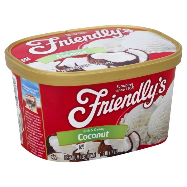 slide 1 of 1, Friendly's Coconut Premium Ice Cream, 1.5 qt
