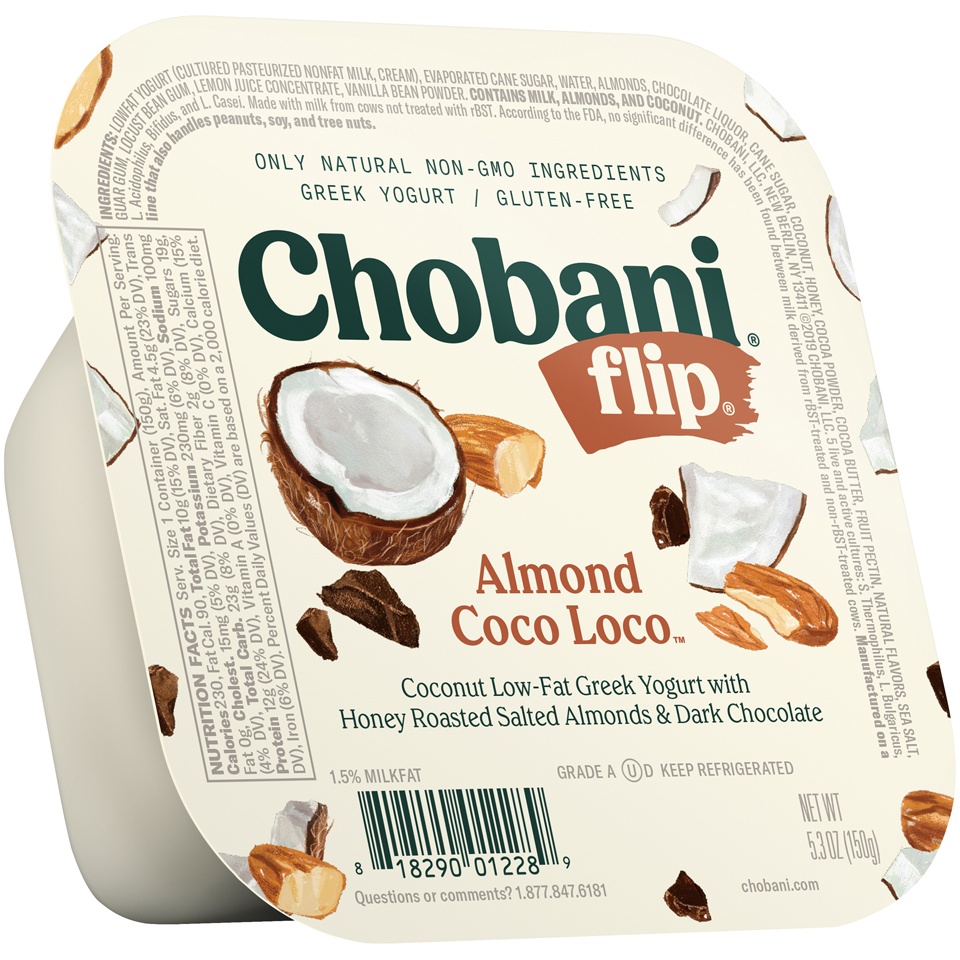 slide 2 of 8, Chobani Flip Almond Coco Loco Low-Fat Greek Yogurt, 5.3 oz
