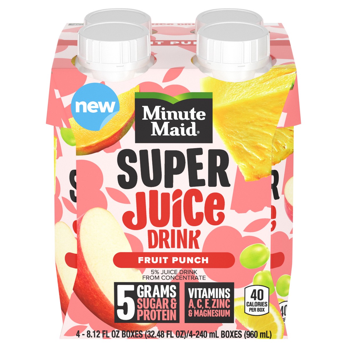 slide 1 of 11, Minute Maid Super Jc Fruit Punch Cartons, 8.12 fl oz, 4 Pack, 4 ct