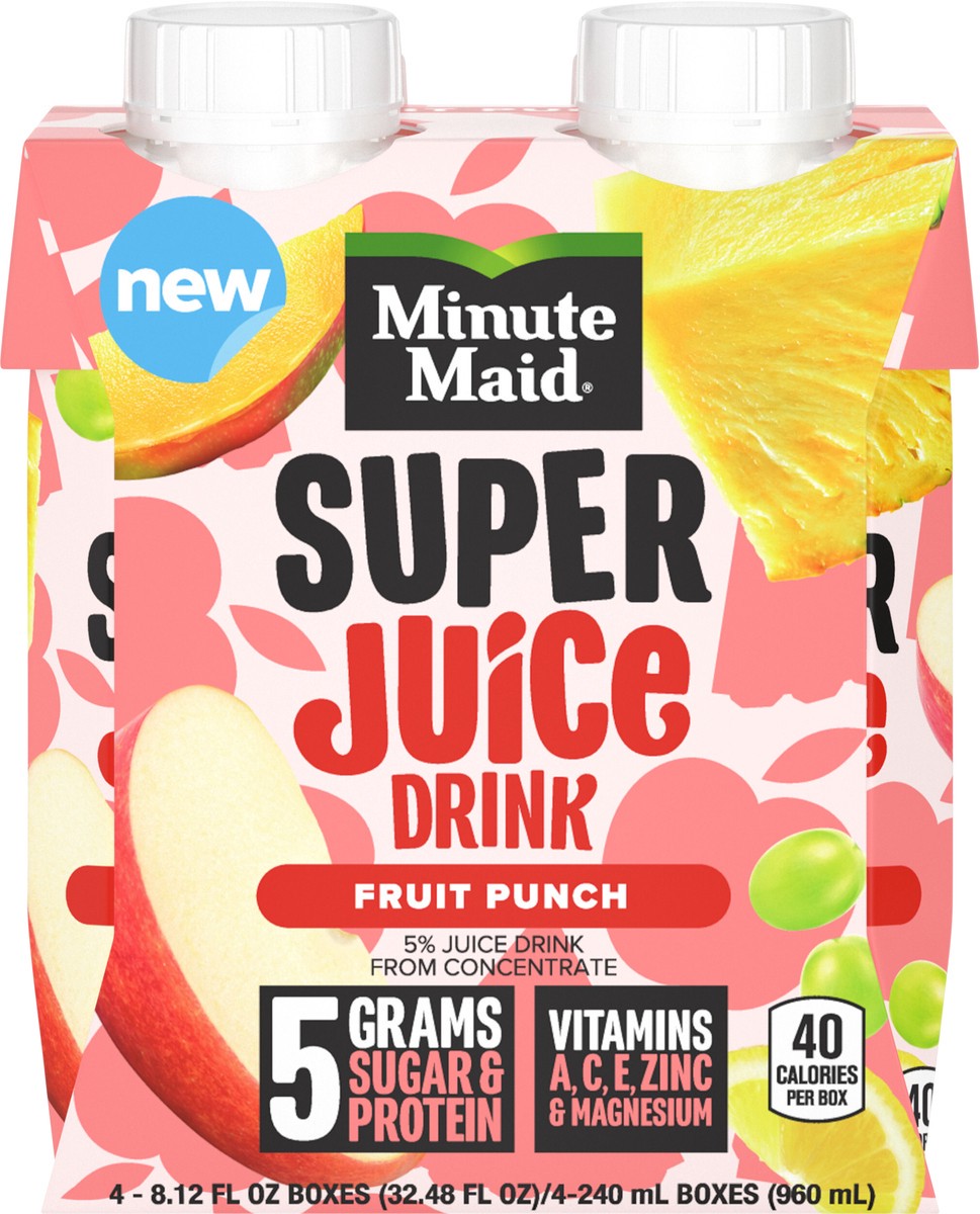 slide 6 of 11, Minute Maid Super Jc Fruit Punch Cartons, 8.12 fl oz, 4 Pack, 4 ct