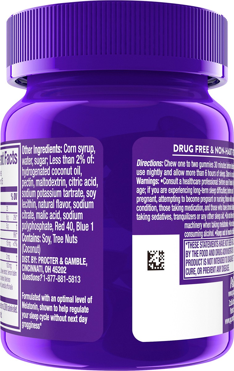 slide 4 of 5, Vicks ZzzQuil PURE Zzzs Melatonin Sleep Aid Gummies, Helps You Fall Asleep Naturally, Wildberry Vanilla Flavor, Chamomile Lavender & Valerian Root, 1mg per gummy, 30 Count, 30 ct