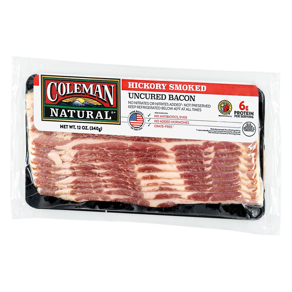 slide 3 of 9, Coleman Natural Uncured Hickory Smoked Bacon 12 oz, 12 oz