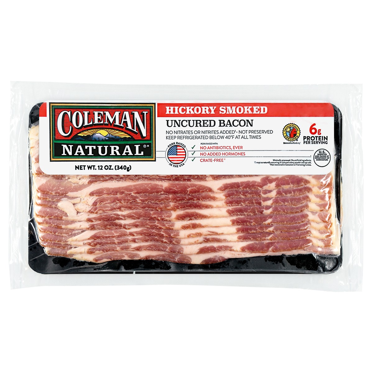 slide 1 of 9, Coleman Natural Uncured Hickory Smoked Bacon 12 oz, 12 oz