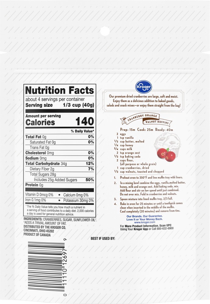 slide 2 of 2, Kroger Dried Cranberries - 6 oz, 6 oz