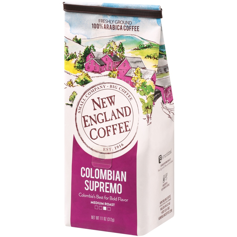 slide 4 of 7, New England Coffee Colombian Supremo Medium Roast Ground Coffee, 11 oz