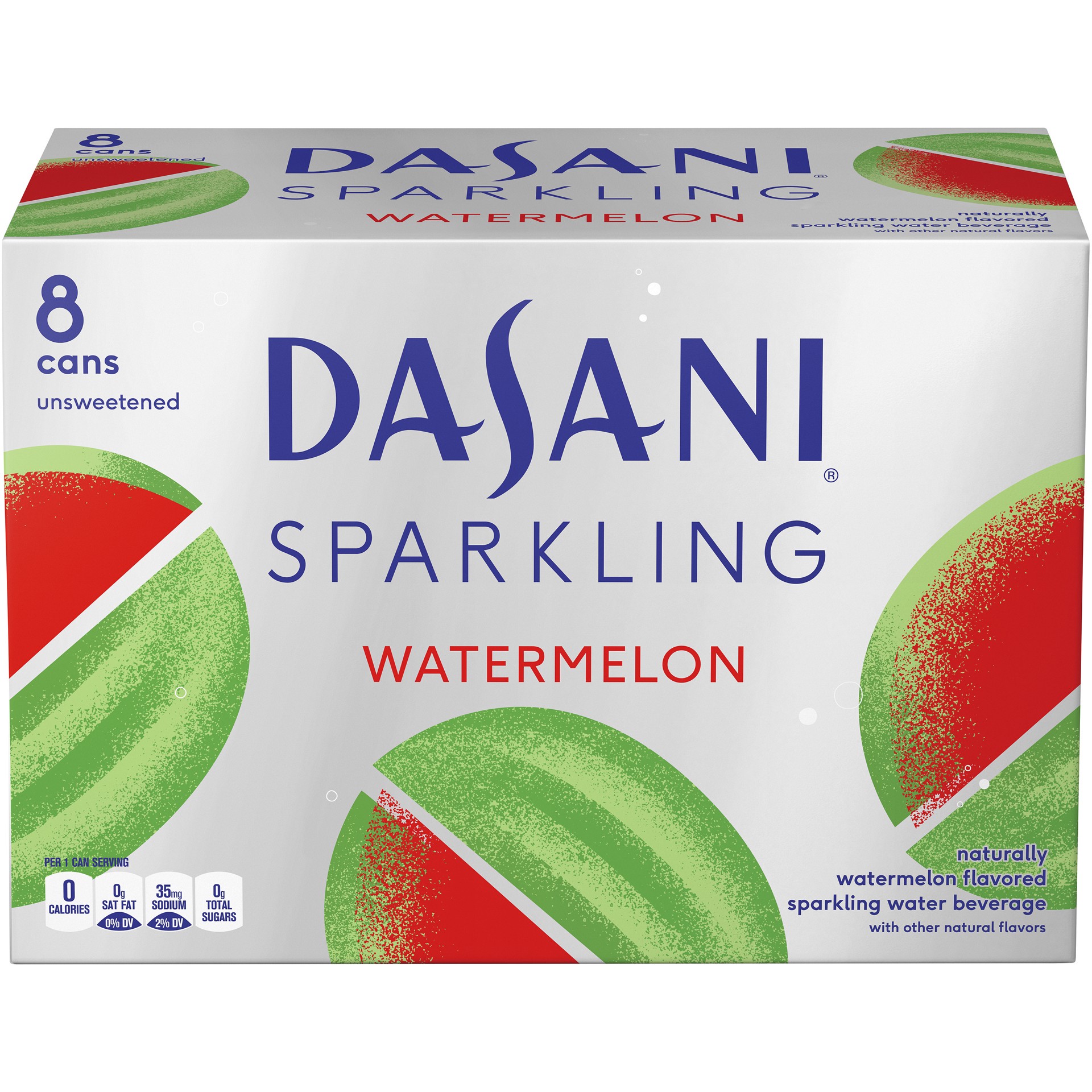 slide 3 of 4, DASANI Sparkling Water Watermelon Zero Calories, 12 fl oz, 8 Pack, 96 fl oz