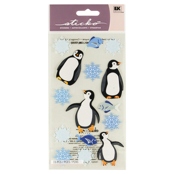 slide 1 of 1, Sticko Stickers Sticker Sparkly Penguin, 15 ct