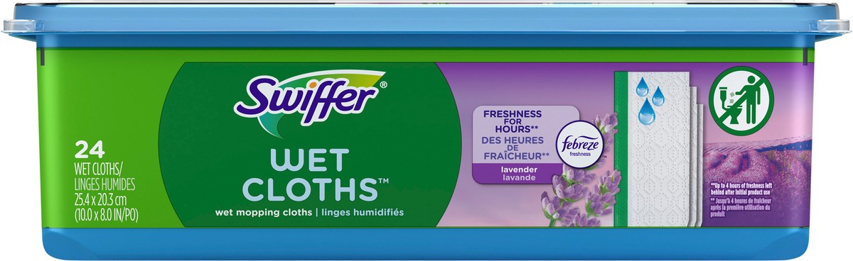 slide 3 of 3, Swiffer Sweeper Wet Mopping Cloths with Febreze Freshness - Lavender Vanilla & Comfort - 24ct, 24 ct